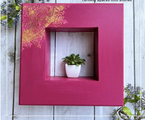 Traditional Wooden Handpainted Pink Box Shelf Traditional Wooden Handpainted Pink Box Shelf (11" x 11")